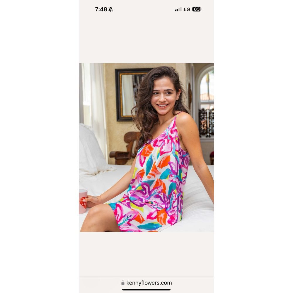 Kenny Flowers Tropical Floral Slip Dress in Pink, Purple, Orange & Teal